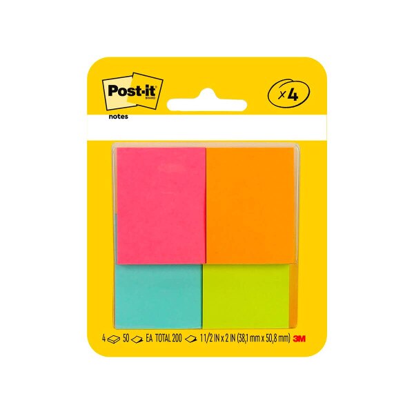Post-It 4 Pack Small Colorful Pastel